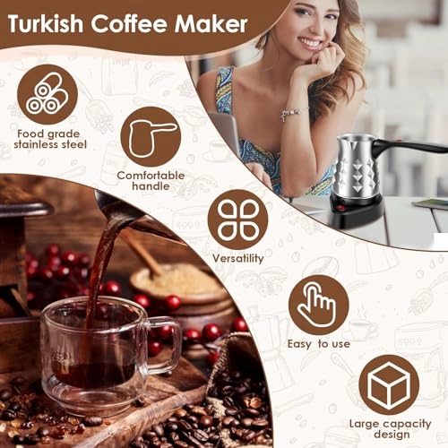 Electric Turkish Coffee Maker - 500ml Portable Even Heating