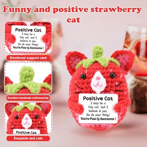 Strawberry Cat 13 cm Crochet