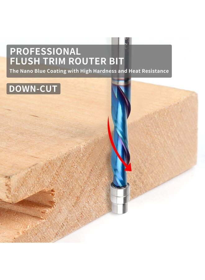 Downcut Spiral Flush Trim Router Bit - 1/4 Inch Shank