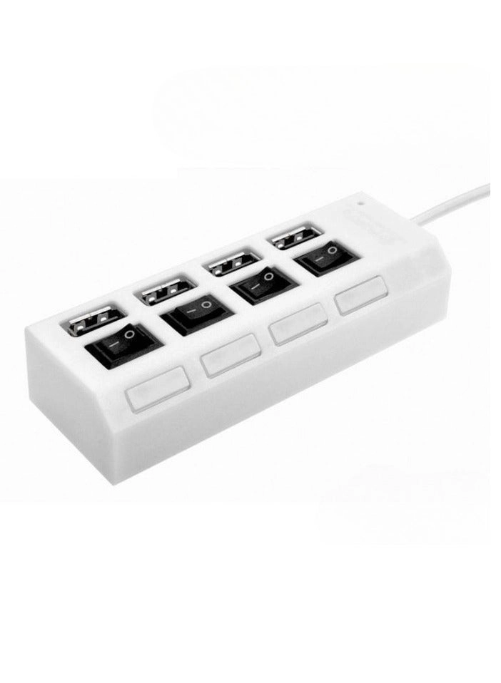 AROAQ USB Flash Drive Hub - USB 2.0 Independent Switch One To Four White