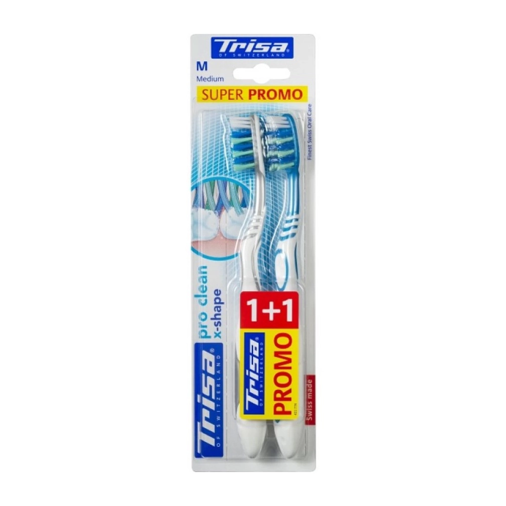 Trisa Extra Toothbrush - Medium 2-Piece Pack