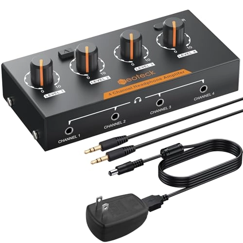 4 Channel Portable Stereo Headphone Amplifier - 4 Volume Controls 12V