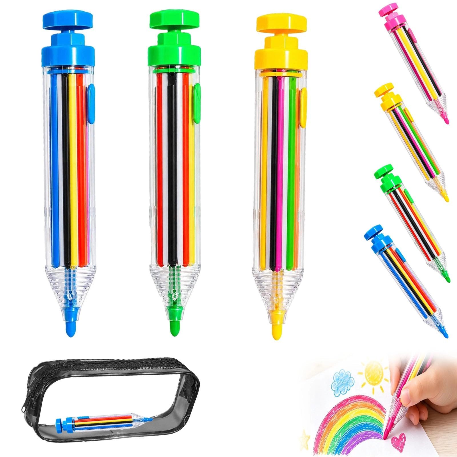 HYPYXUS Retractable Crayon Pencils - 8 Pcs - Pack of 3