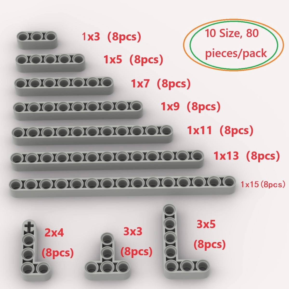 Liftarms for LEGO A0001 - Plastic 80