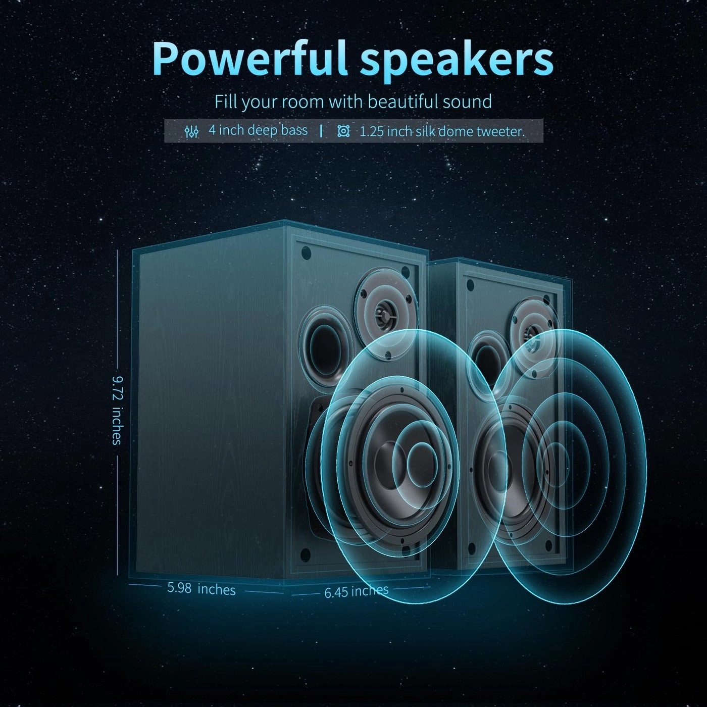 Bookshelf Speakers - 4 Inch 2.0 Bluetooth 5.0