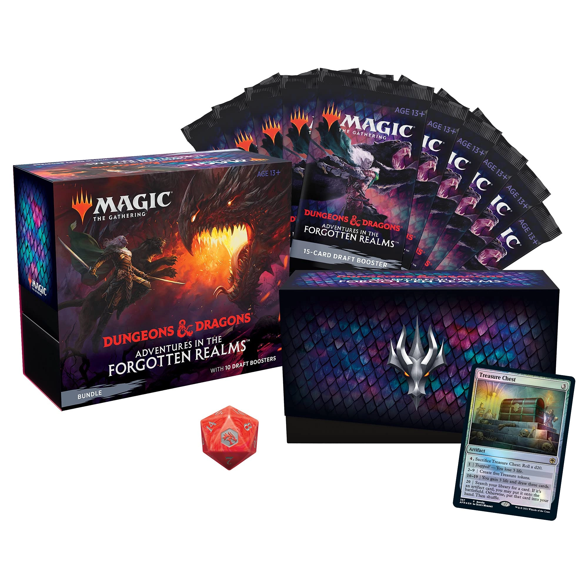 Magic: the Gathering Adventures in The Forgotten Realms - 10 Draft Boosters 1 Collector Booster Gift Bundle