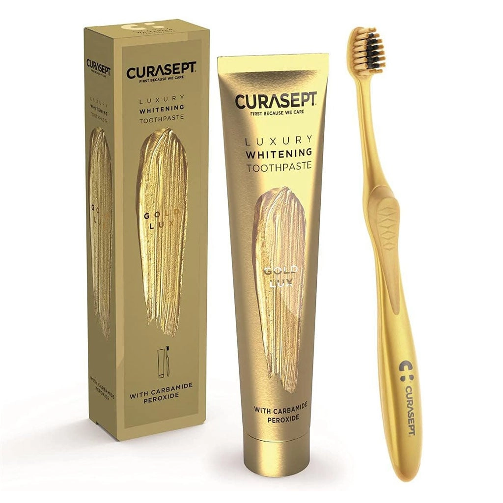 Gold Luxury Whitening Carbamide Peroxide Toothpaste Adults 75ml + Whitening Toothbrush