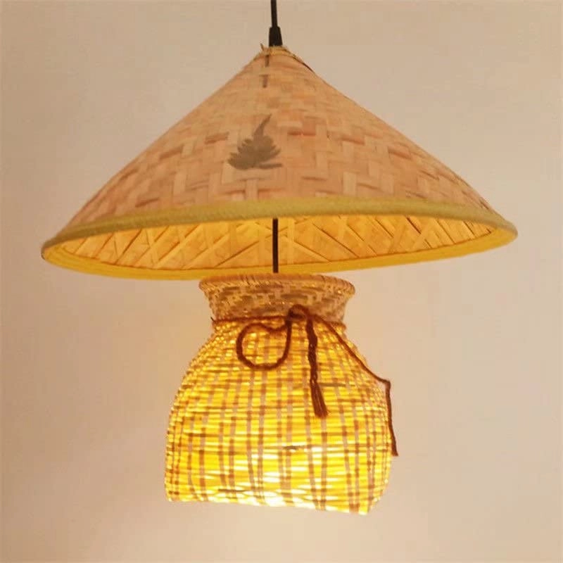 Bamboo Chandelier with Fish Basket