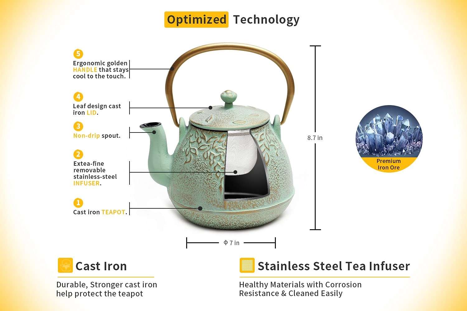 Cast Iron Teapot - 1200 Milliliters