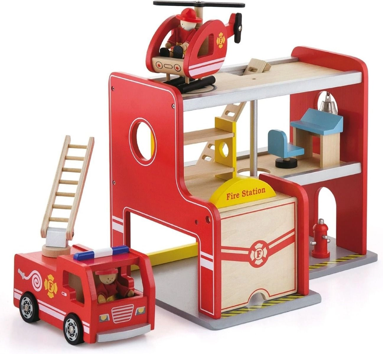 Wooden Fire Station With Accessories (SW-50828)