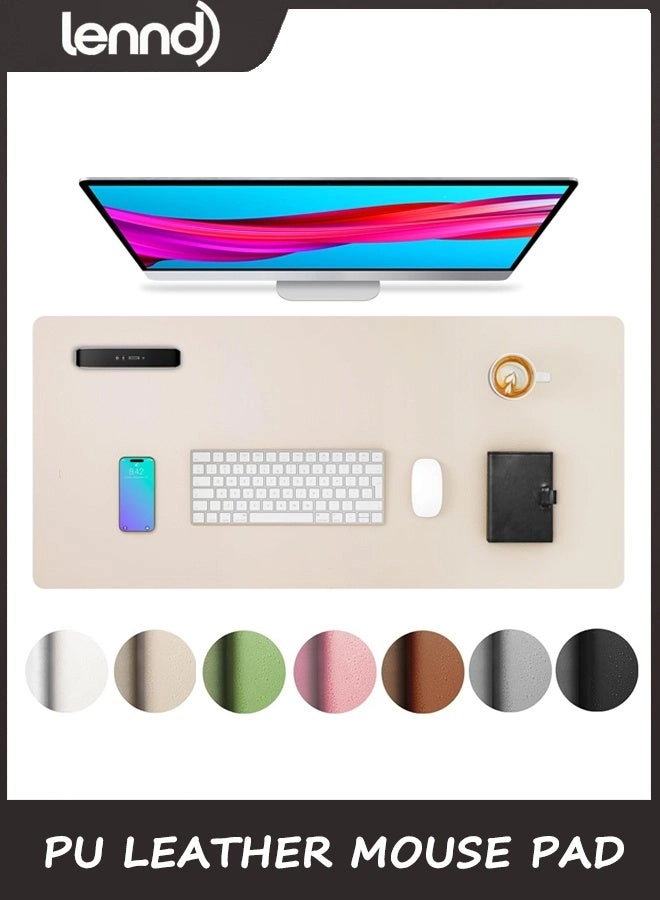 Non-Slip Large PU Leather Office Mouse Pad - 80x40 cm