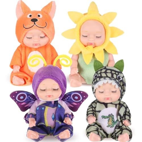 Reborn Baby Doll - 4 Inch Animal Clothes 4 Pcs Bundle