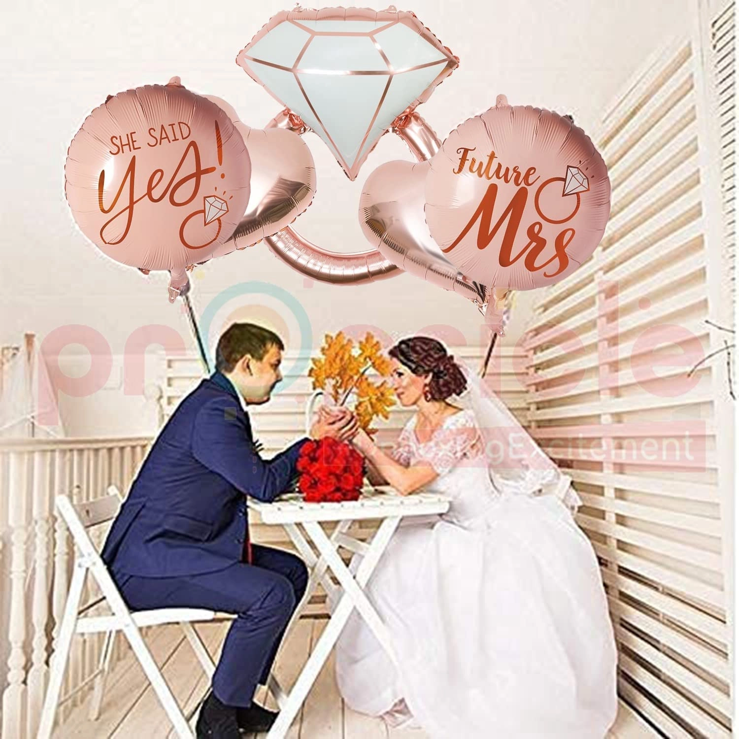 Rose Gold Ring Foil Balloon Pack - Pack of 5 Party Decoration