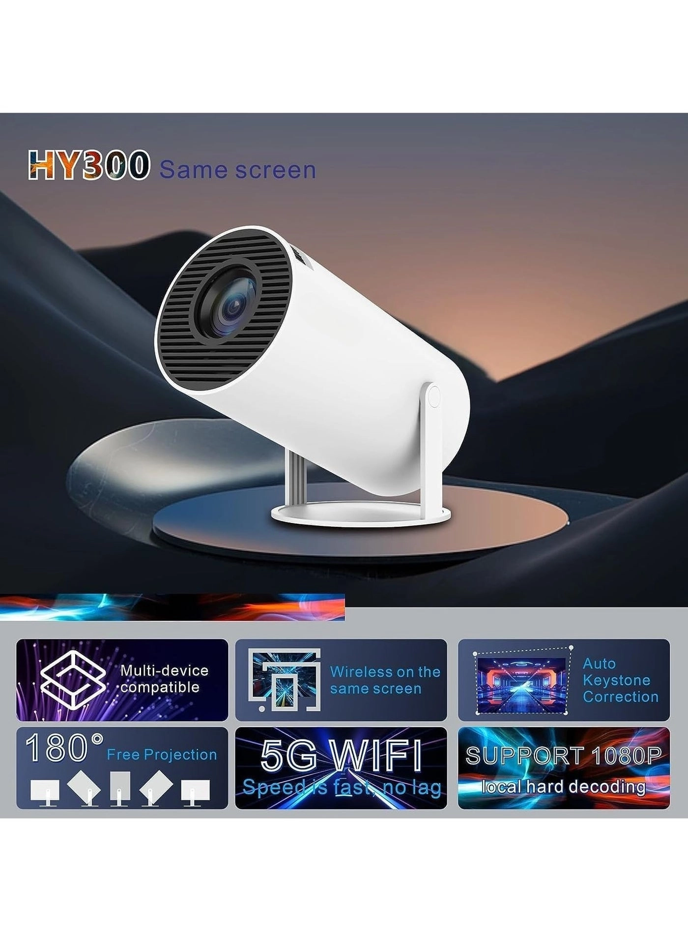 Smart 5G Portable Projector - HD 1080P