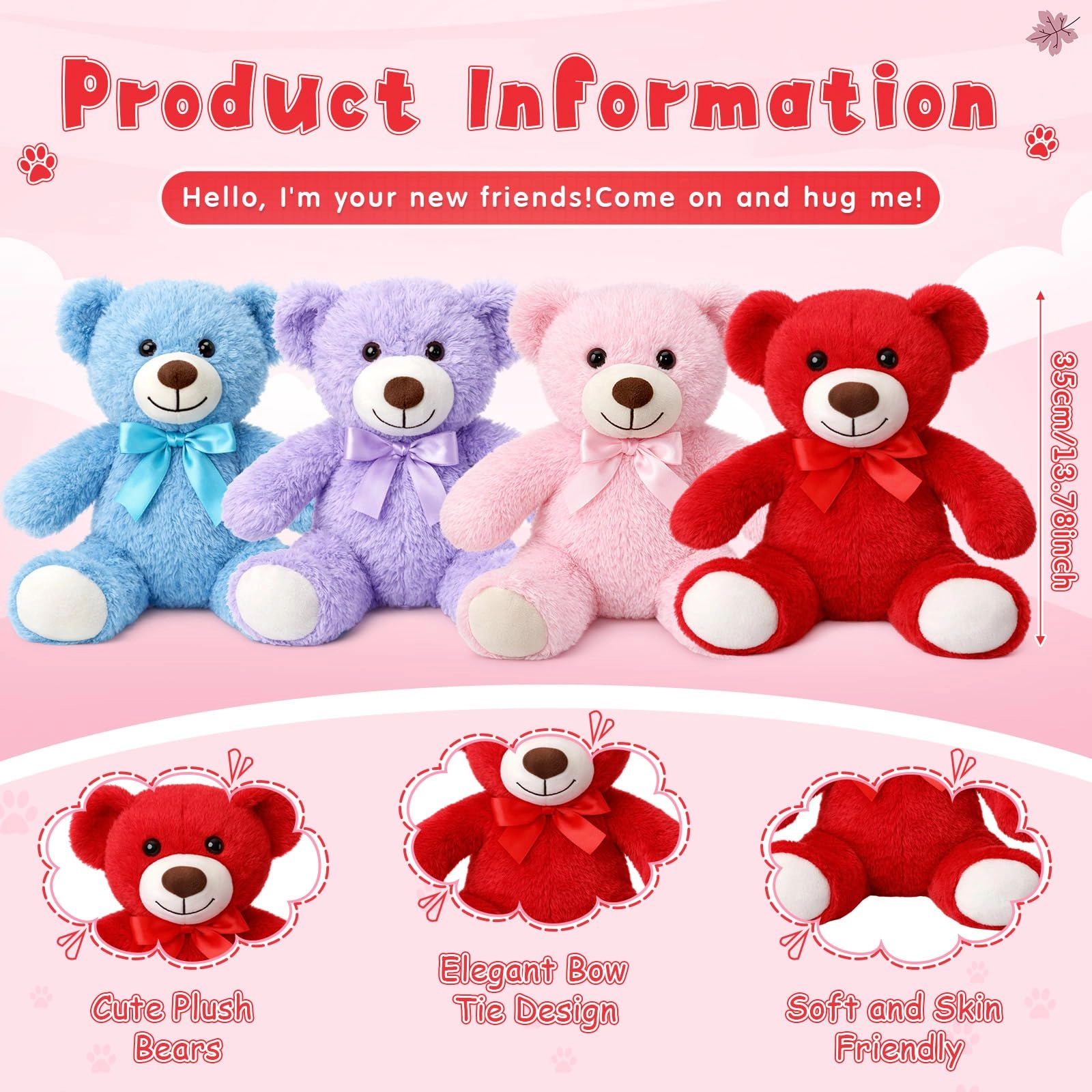 Teddy Bears - 35 cm 4 Pack