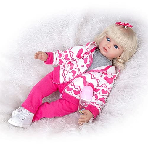 Reborn Baby Doll - 24 Inch Vinyl Cotton Body Pink Yarn Skirt Ages 3+