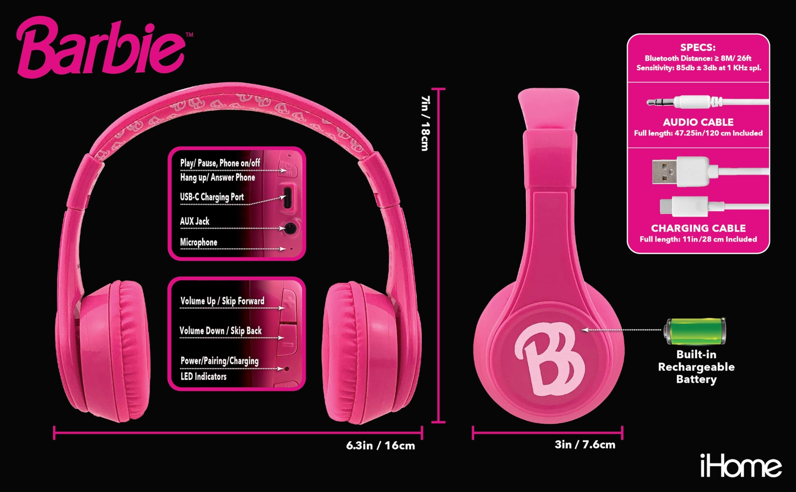 Barbie Bluetooth Wireless Headphone