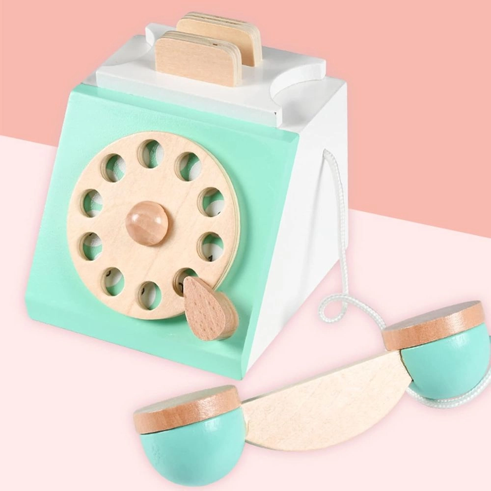 Interactive Retro Wooden Telephone - 3 +