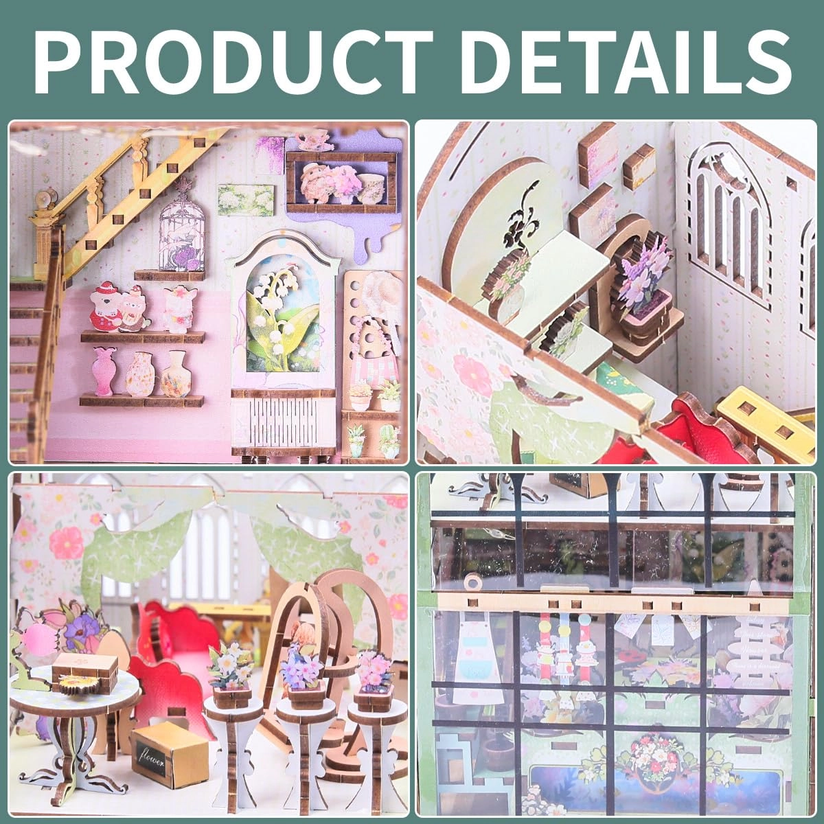 Miniature Flower House Kit - Dollhouse Booknook 3D Wooden Puzzle