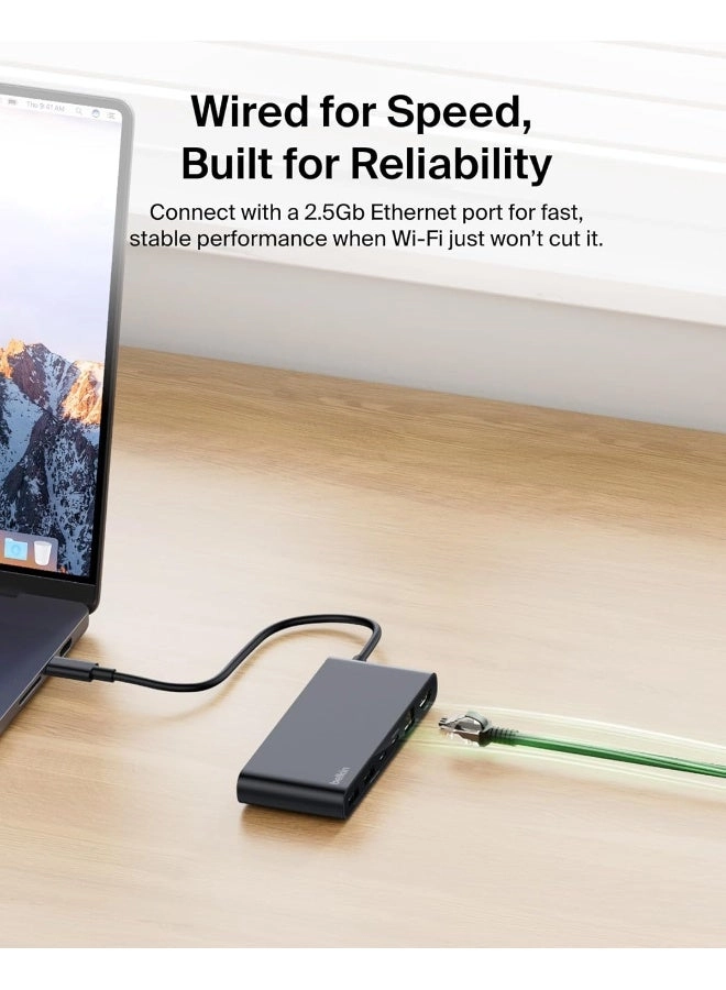 8-In-1 USB-C Multiport Hub Adapter - 100W Power Delivery 4K 60Hz 2.5 Gbps