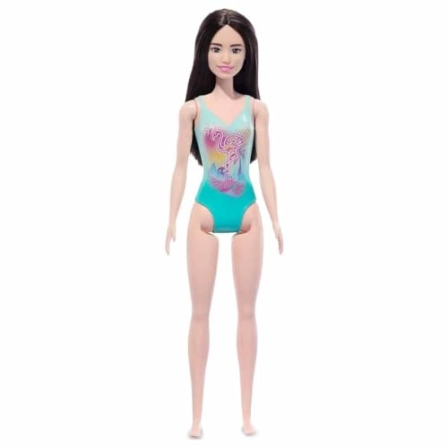 Beach Doll - Plastic Black Hair Blue One-Piece Swimsuit Ages 3+