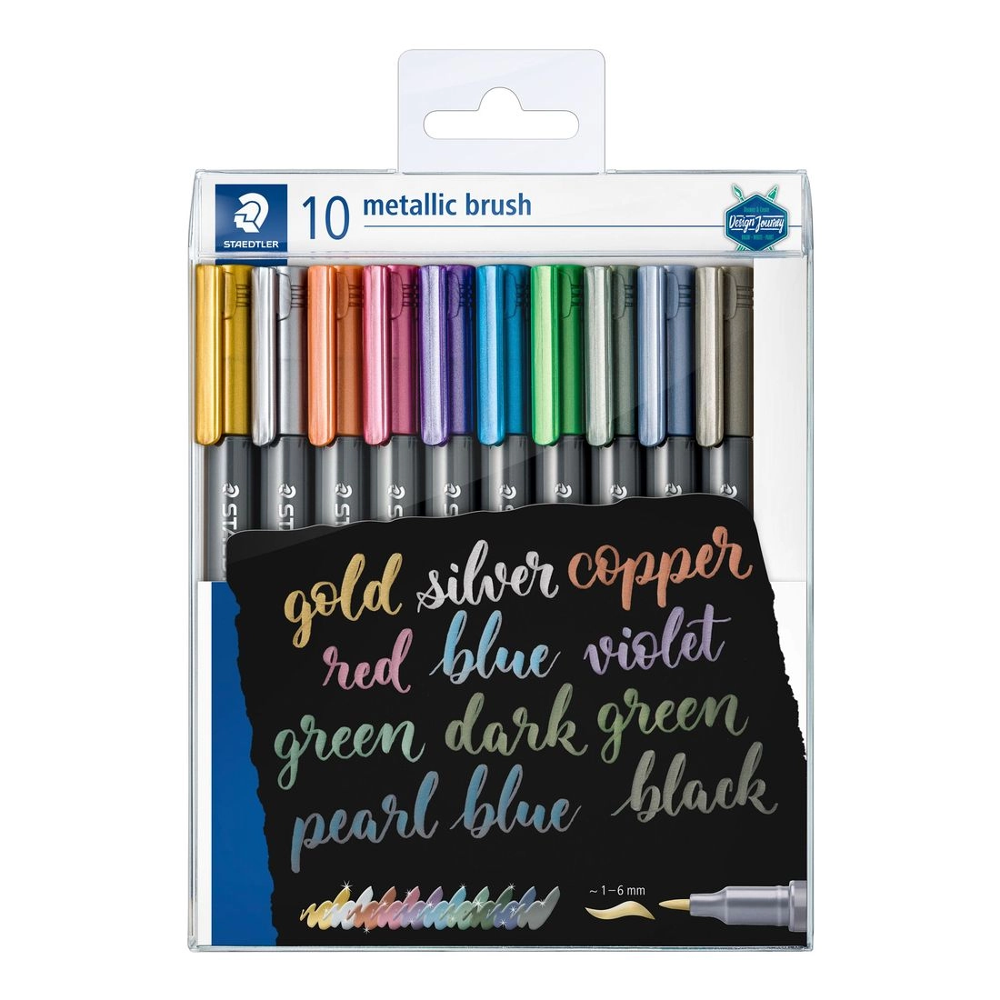 Staedtler DJ Metalic Marker Brush Set - Pack of 10 assorted colours 1-6 mm