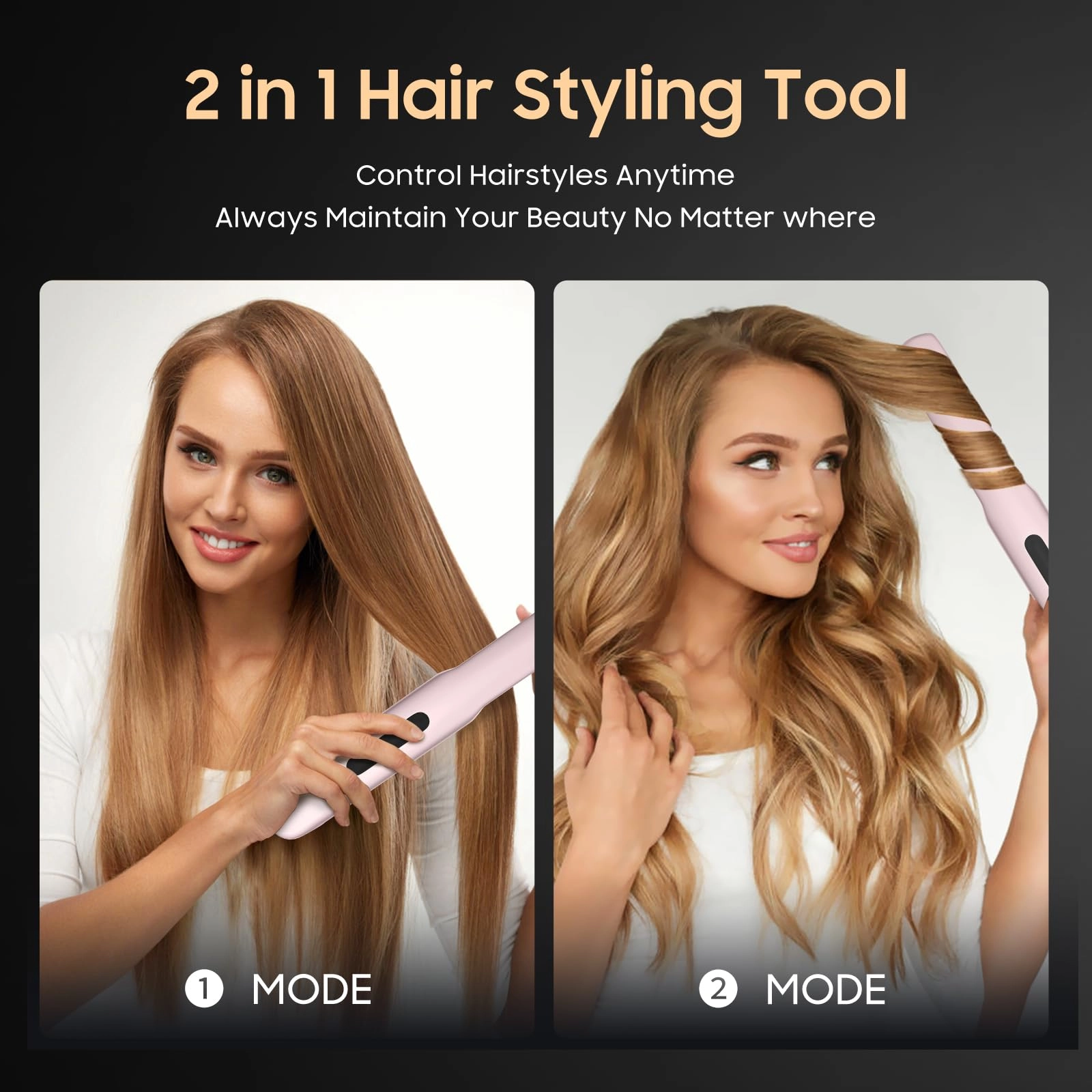 Cordless Hair Straightener - 4 Temperature Options 20S Fast Heating USB Rechargeable