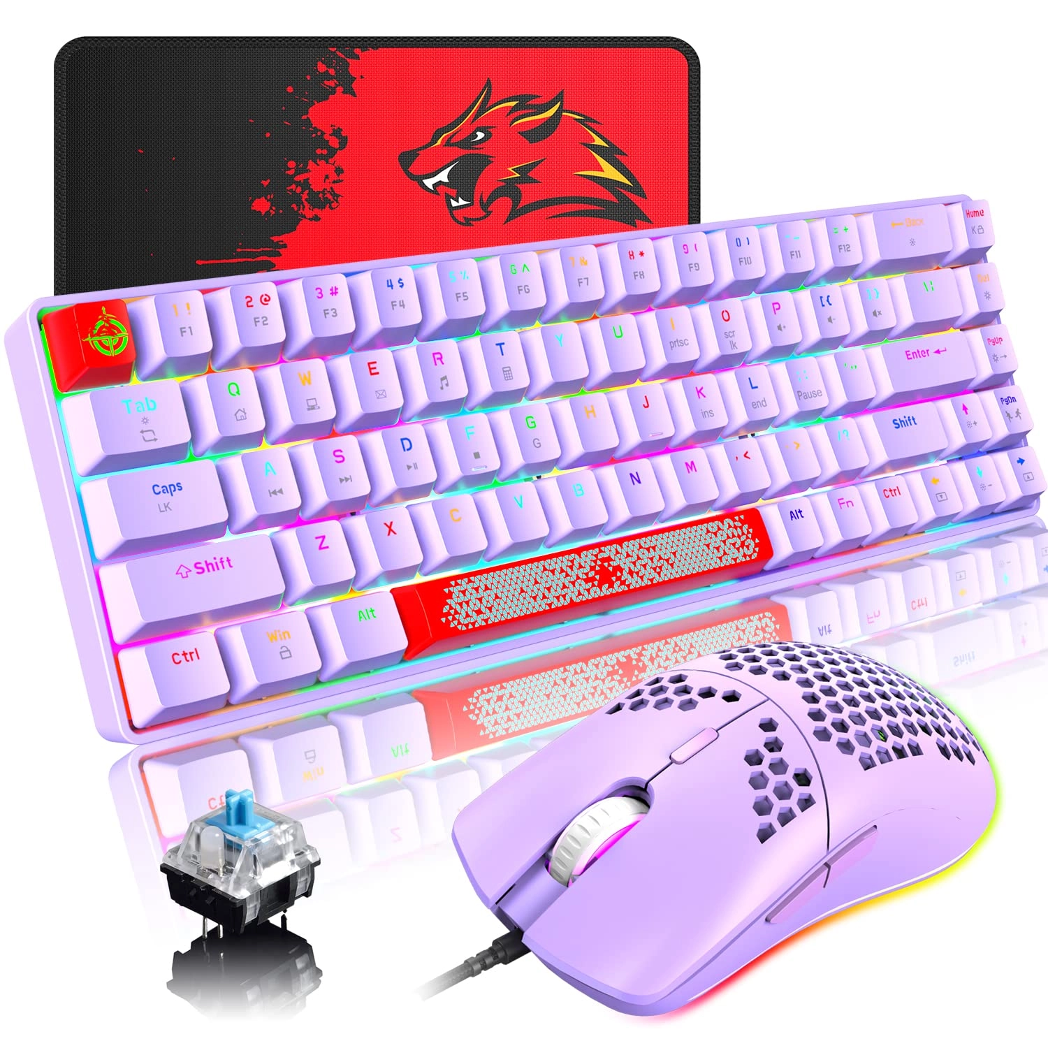 XINMENG 60% Mechanical Gaming Keyboard and Mouse Combo - 68 Key Usb