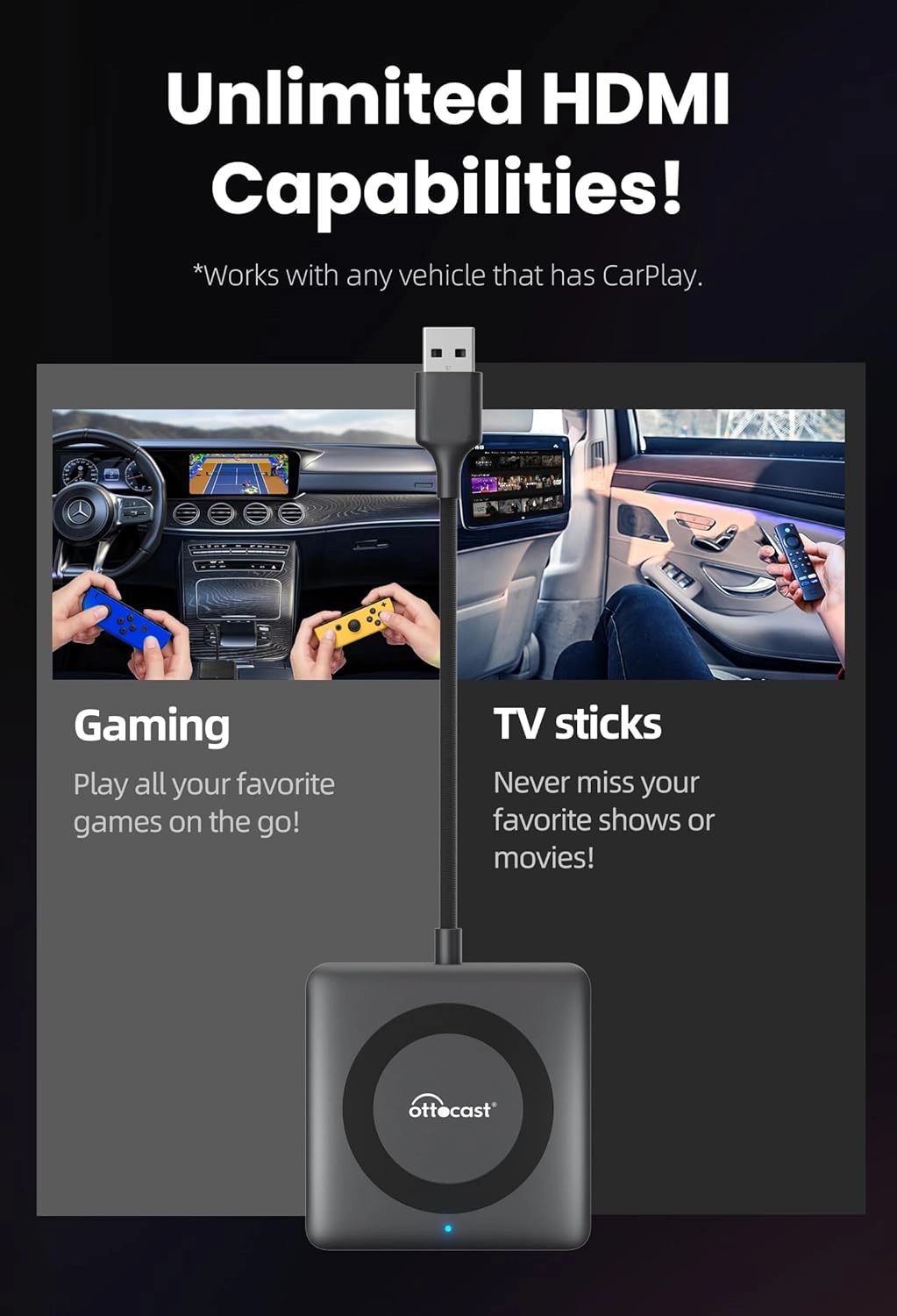 Car TV Mate Pro - Wireless CarPlay 1080P 60Hz