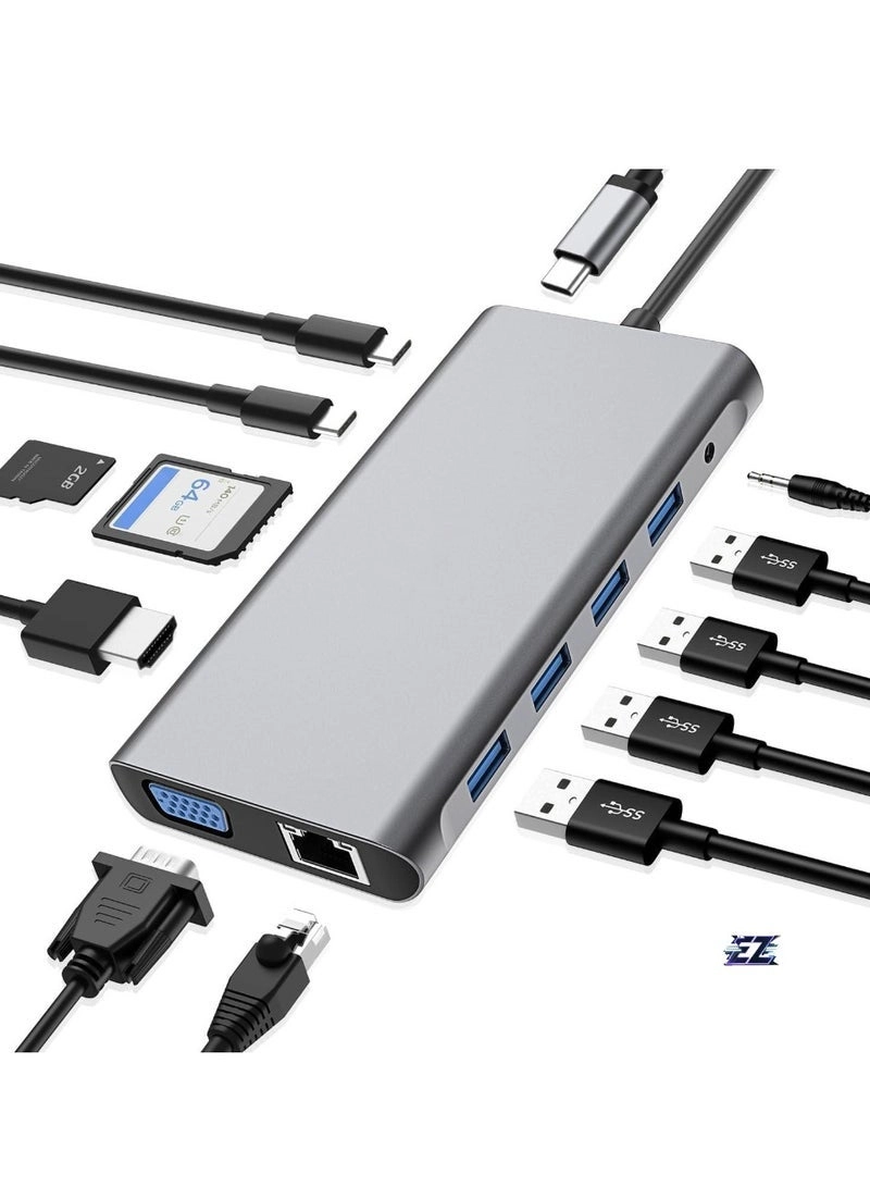 USB C Hub - 10-in-1 4K HDMI Ethernet