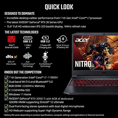 Nitro 5 - 15.6'' 2048GB 32GB i7-11800H