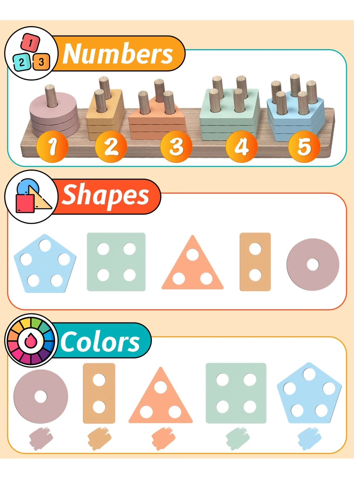 Montessori Geometric Shape Set - 1-4 1 pieces