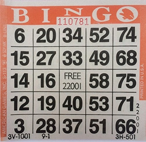 American Games 1 on (Single) Bingo Paper Cards - 500 Cards per Pack