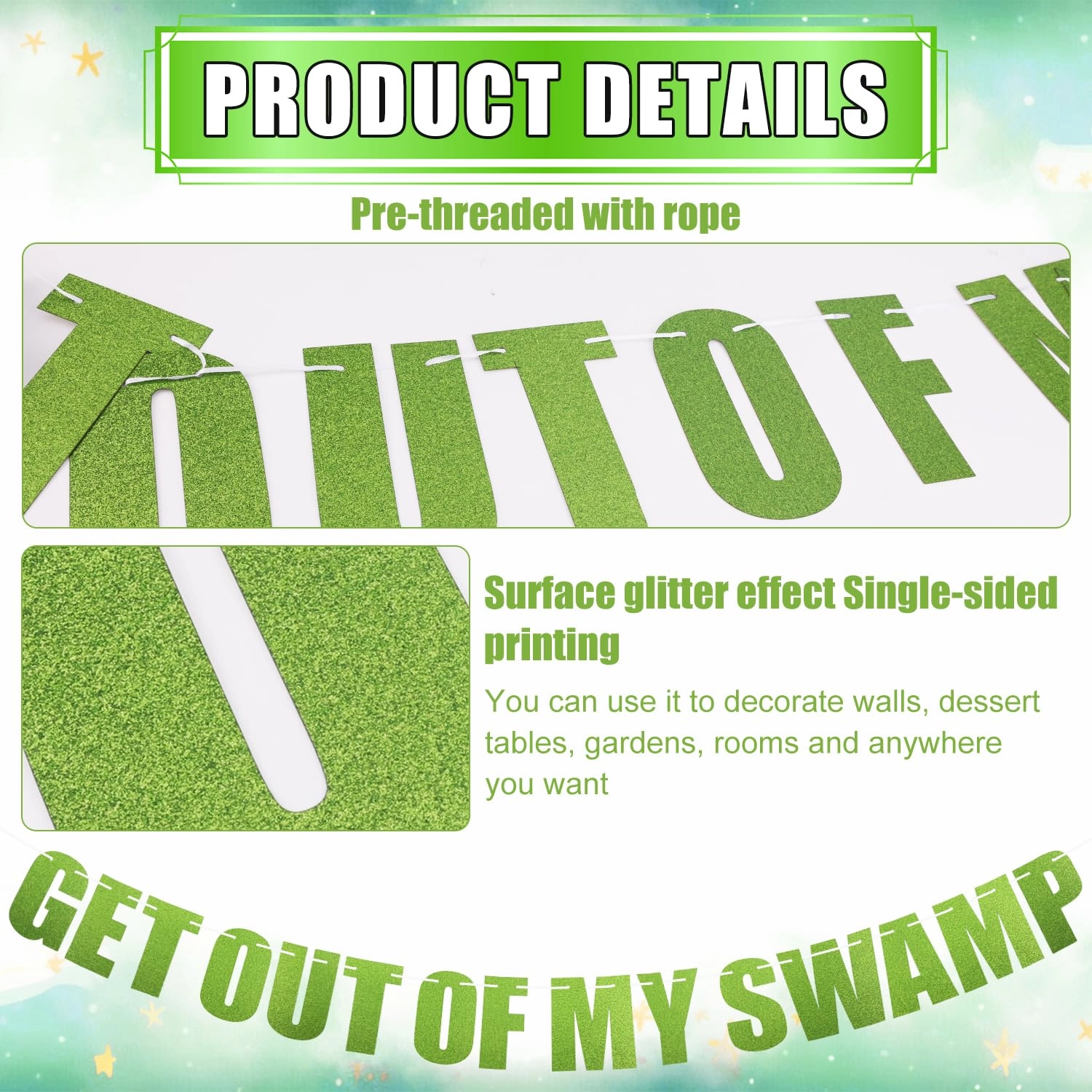 Get Out of My Swamp Banner - 1 set Birthday