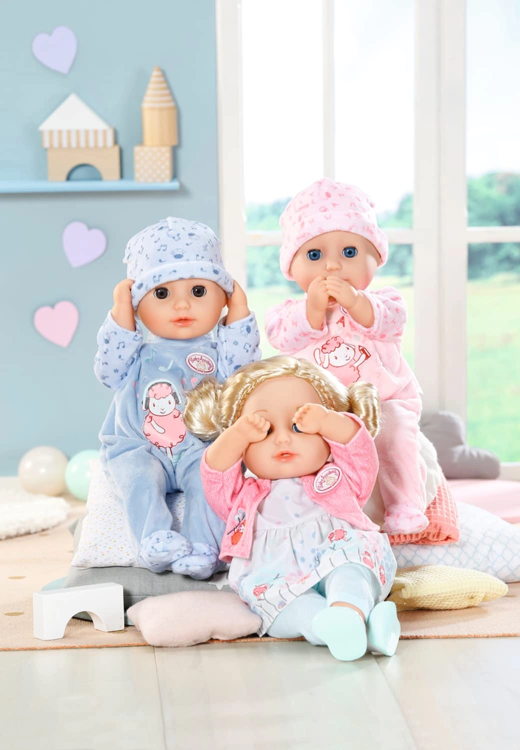 Annabell Baby Doll - 14 inch Soft-Bodied Eyes Open & Close Blue Eyes Pink Outfit Ages 1+
