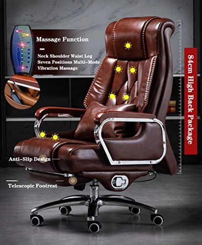 Desk Chair - PU Leather Brown High Back