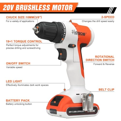 Cordless Drill + Cordless Impact Driver - 2 x 2.0Ah 20V