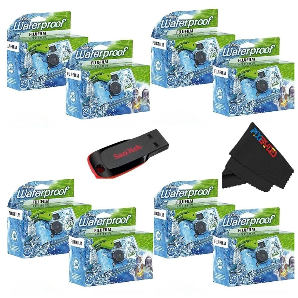 QuickSnap Waterproof - 35mm 27 Exposure + USB Flash Drive - 32 GB + Microfiber Cleaning Cloth