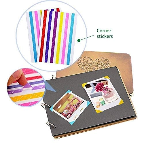 Photo Album - 1 + Assorted Stickers - 40 + Paper Wall Hanging Frame - 10 + Hang Clips with String - 10 + Corner Stickers - 2