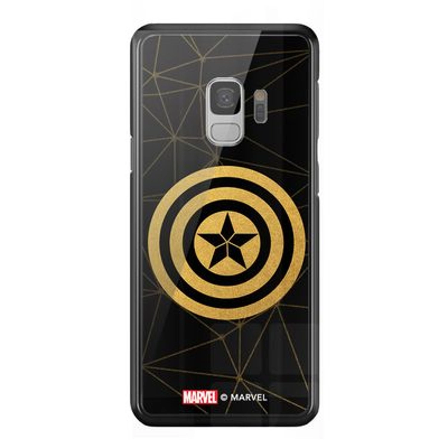 Captain'S Shield Back Case TPU Bumper Case + Tempered Glass Back for Galaxy S9