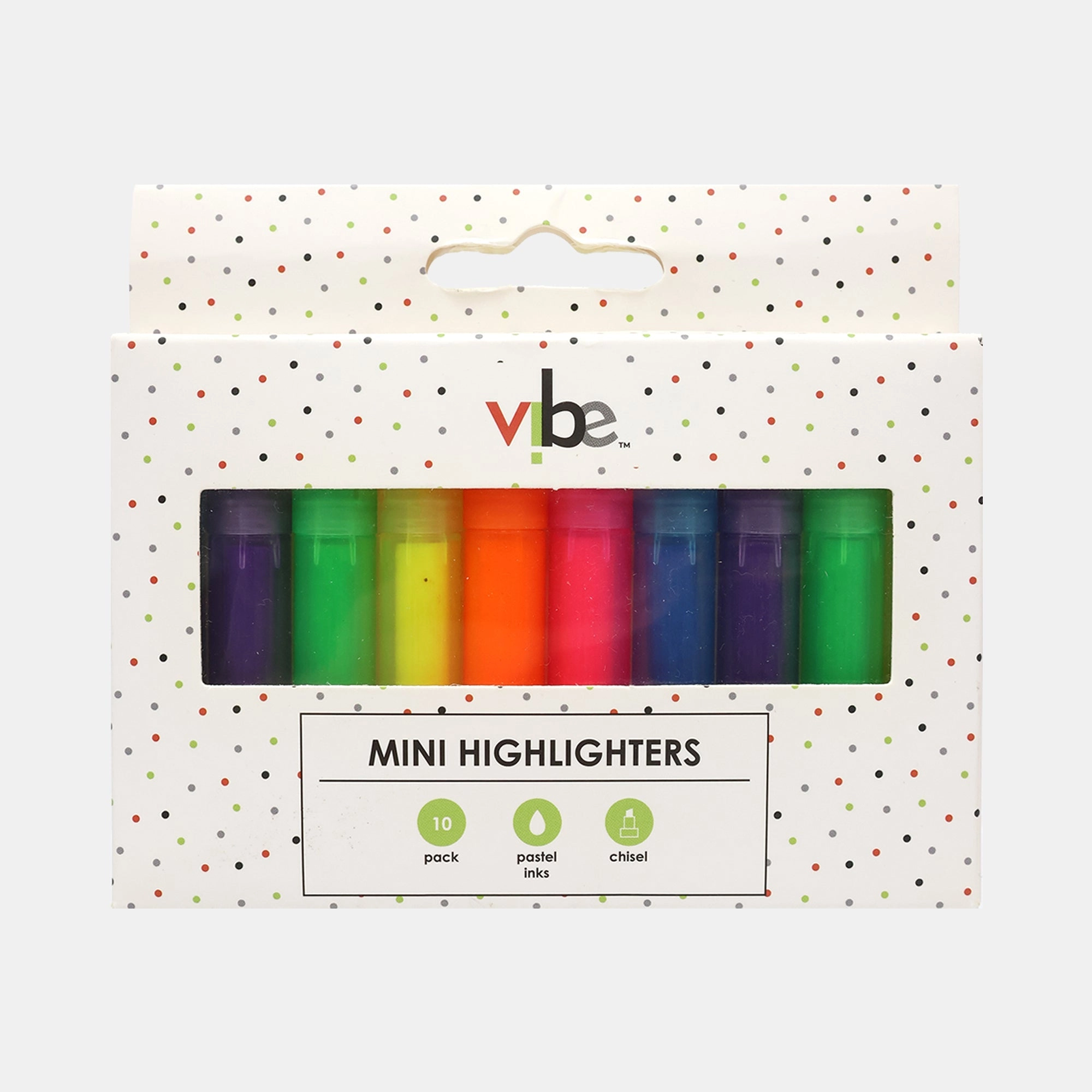 Vibe Mini Highlighter Pens - 10 Vibrant Colors