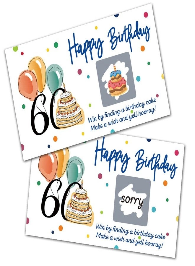 Colorful 60th Birthday Party Game Scratch Off Cards