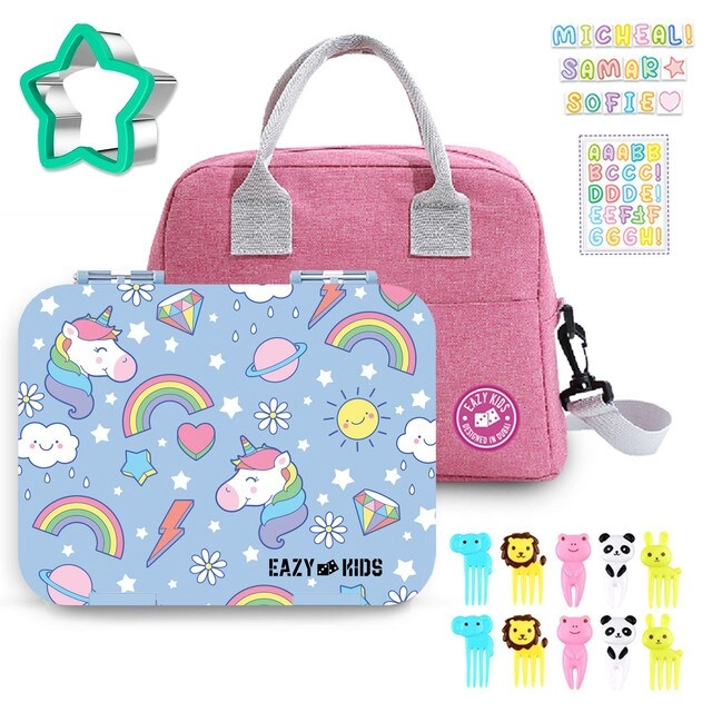 Unicorn 6 Compartment Bento Lunch Box + Lunch Bag