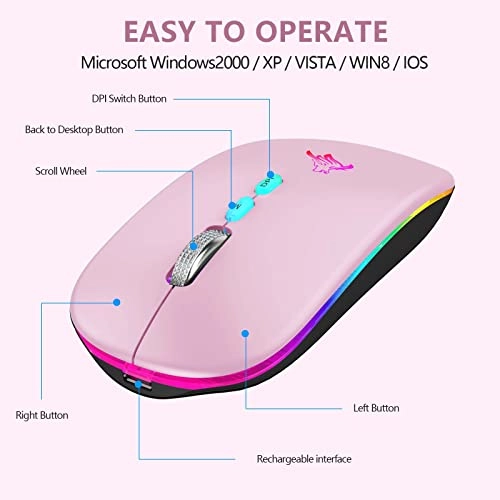 LED Slim Rechargeable Mouse - Wireless