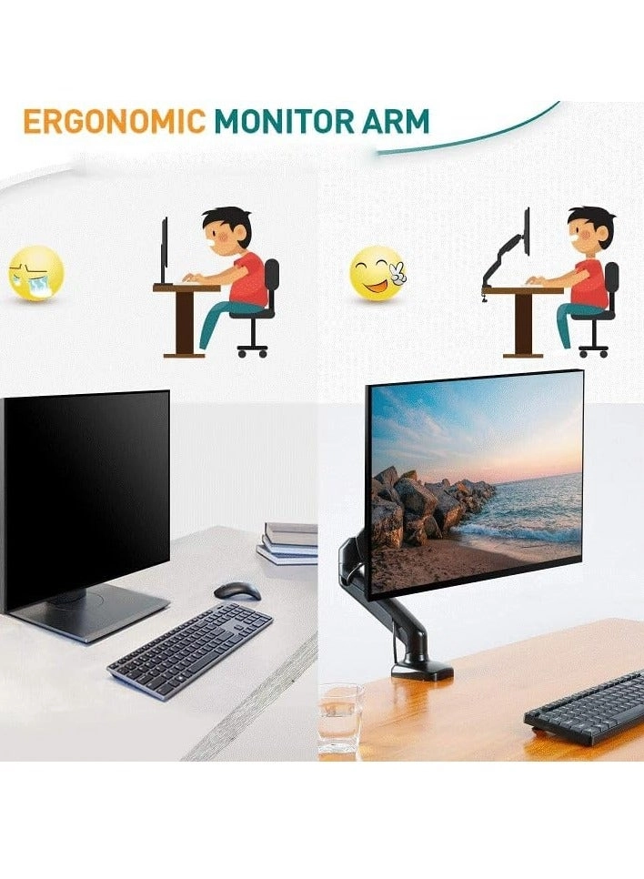 Single Monitor Arm - Single 13-32 Inch VESA 75x75/100x100mm