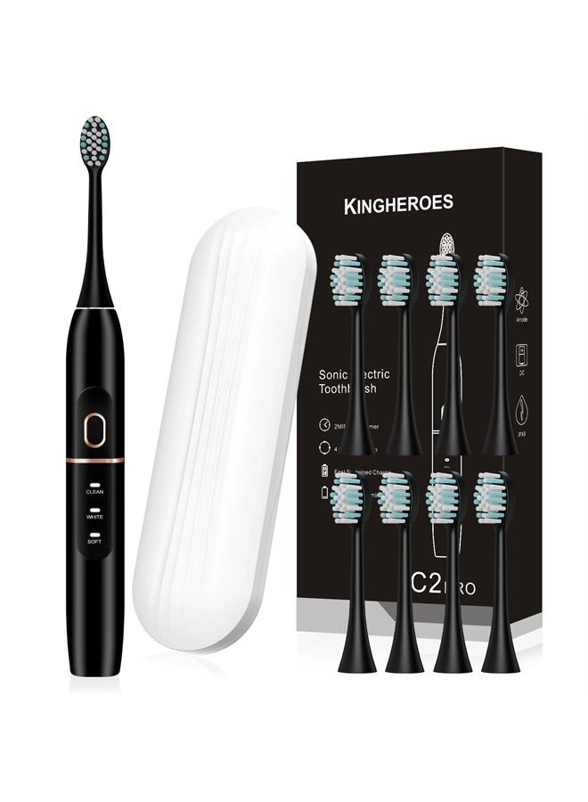 kingheroes C2-1 - 8 Brush Heads Travel Case 4 Modes 42000 VPM
