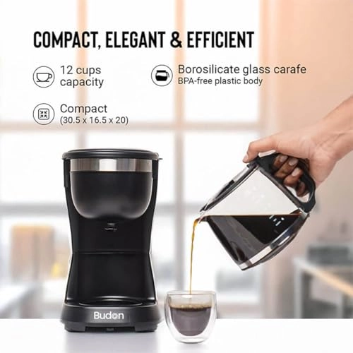 Drip Coffee Maker - 12 Cups Borosilicate Carafe Auto Shut Off