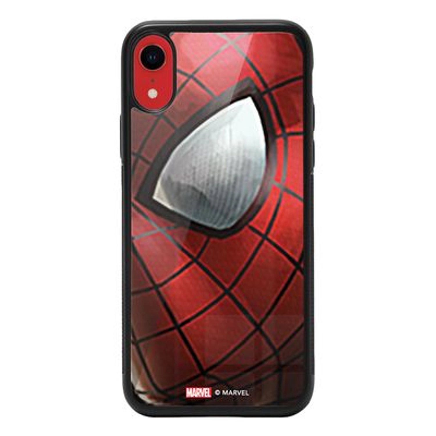 Wackylicious Spiderman Peek Back Case - TPU Bumper Case + Tempered Glass Back for iPhone XR
