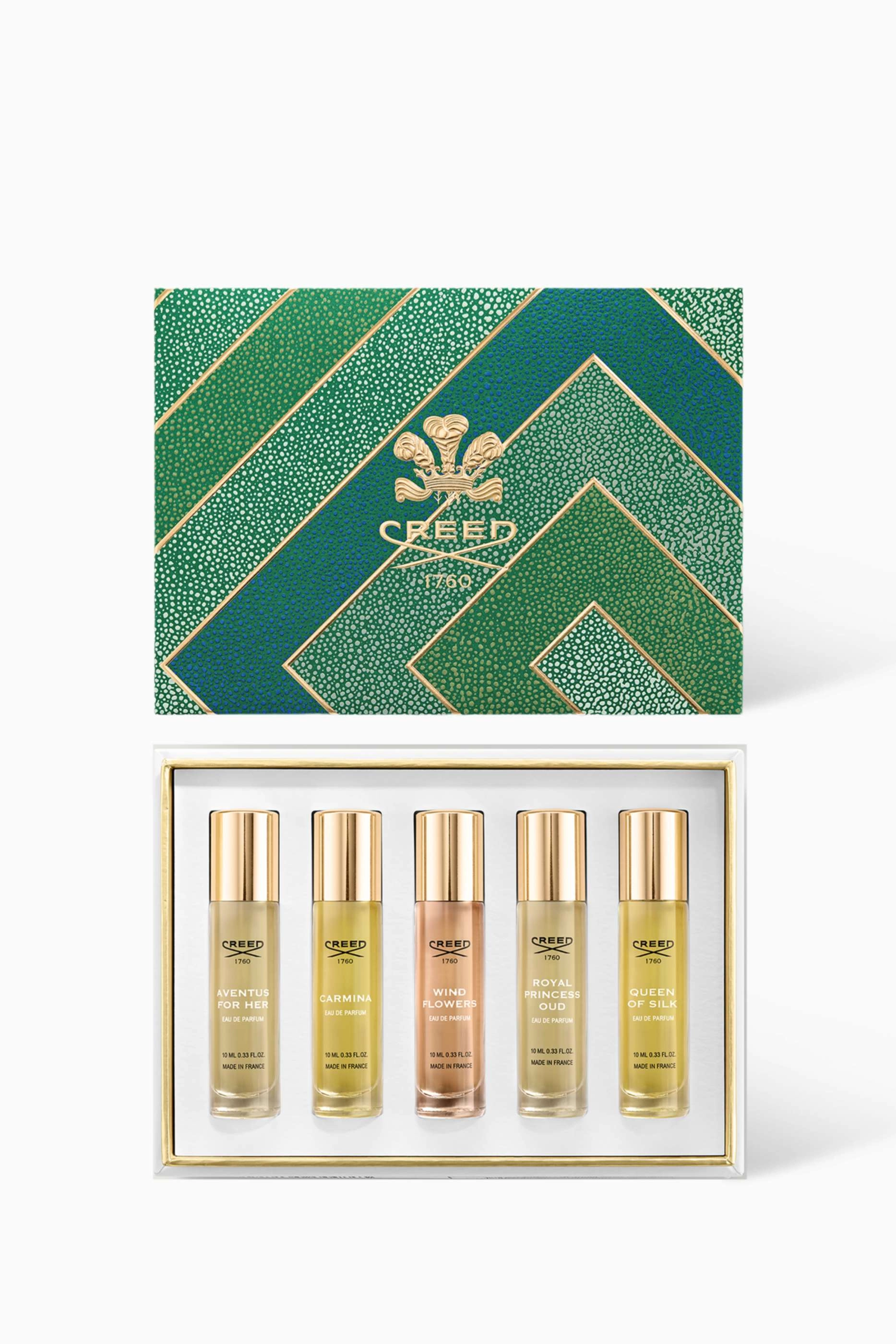 Creed Aventus For Her - 10ml + Carmina - 10ml + Wind Flowers - 10ml + Royal Princess Oud - 10ml + Queen of Silk - 10ml