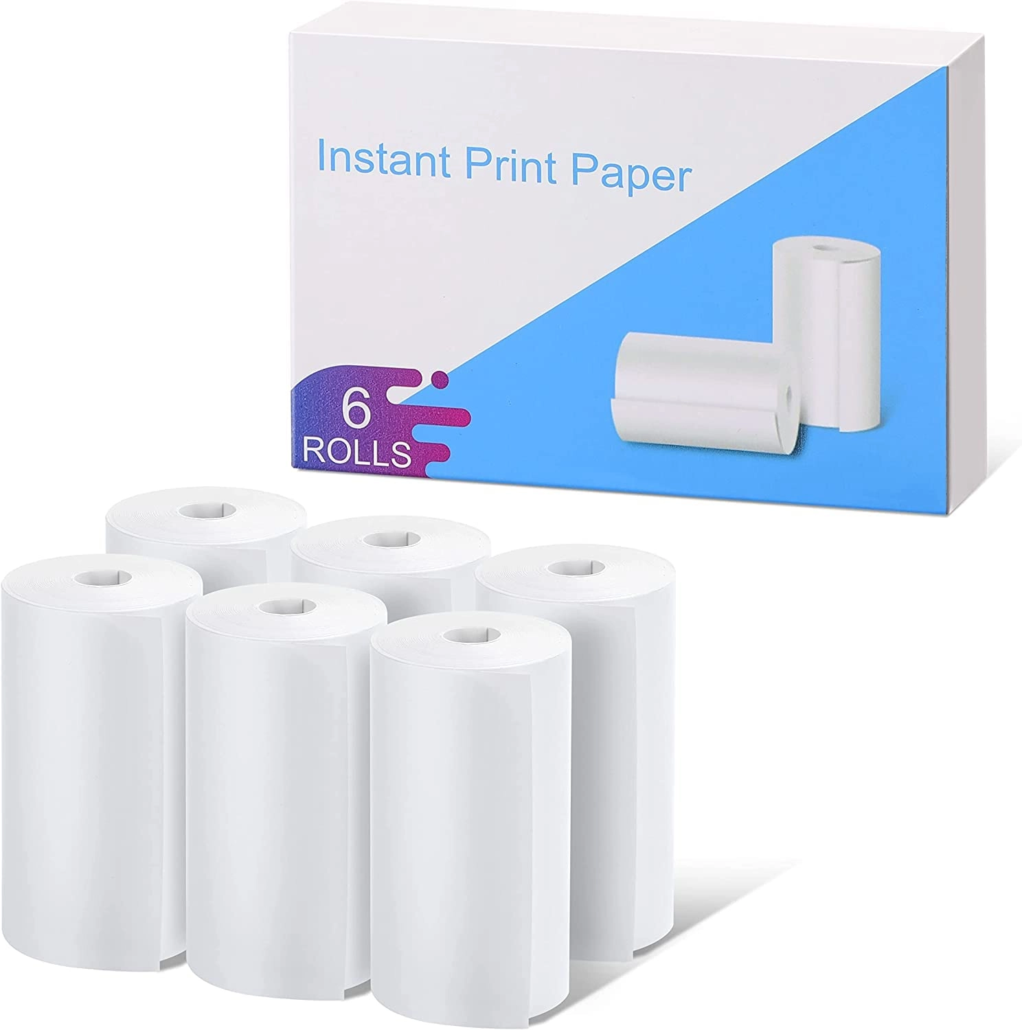 CAMCLID Instant Camera Refill Print Paper - 6 Rolls 2,2" x 1,1" (56 mm x 29 mm)